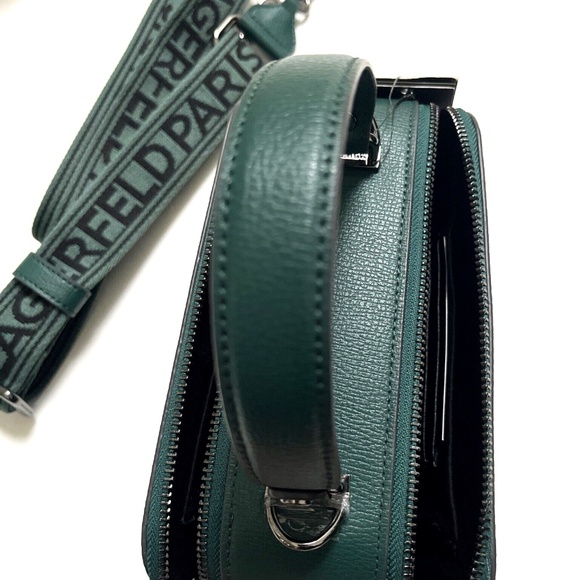 KARL LAGERFELD Simone Green Camera Bag Top Handle Crossbody $230 NWT + Dust Bag - Picture 8 of 9